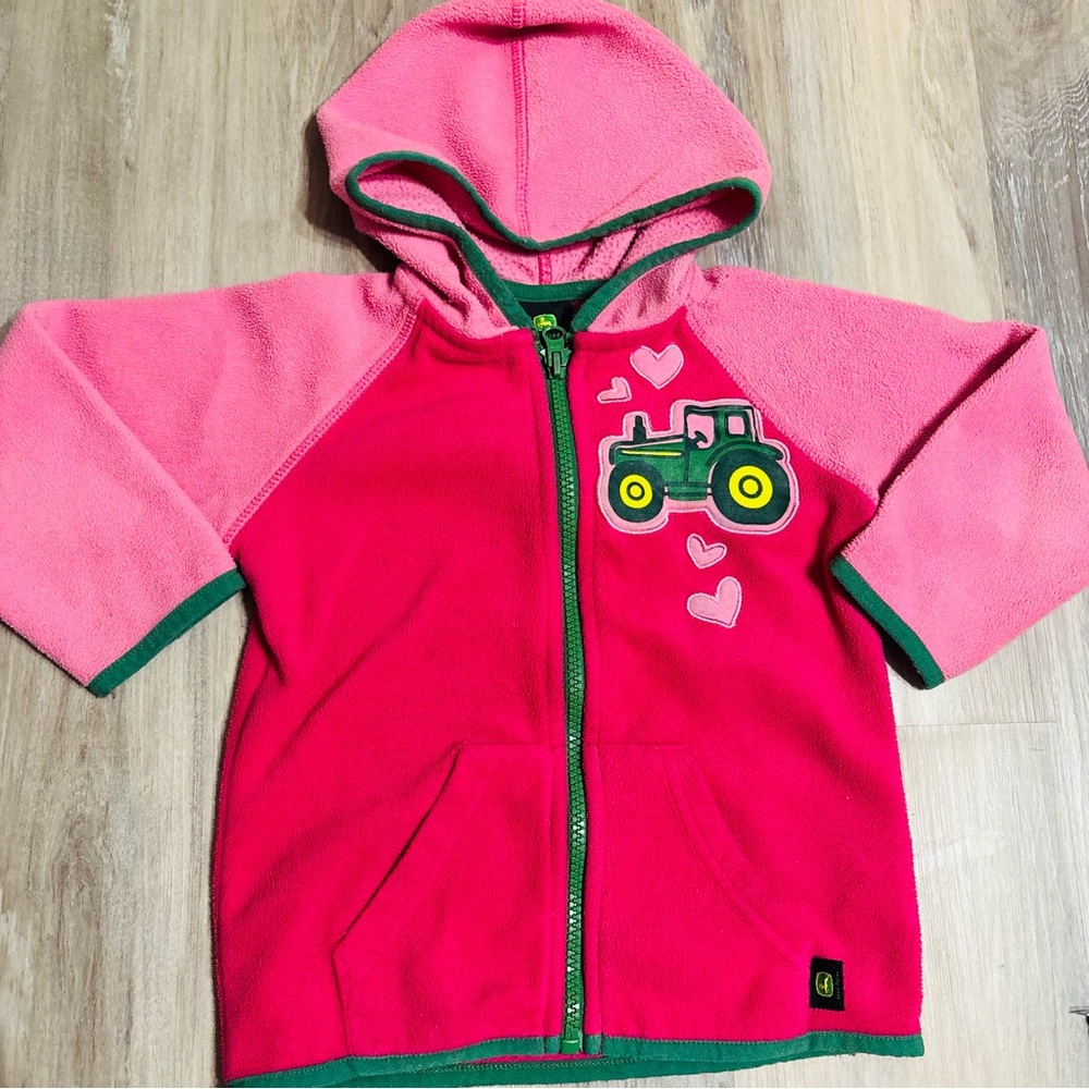 Girls John Deere Pink Fleece zip up size 24months